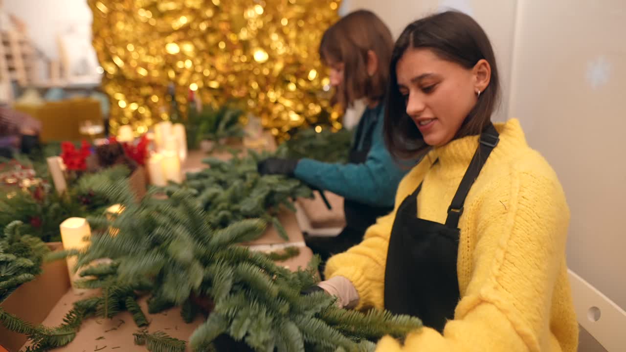 Women Making Christmas Wreaths