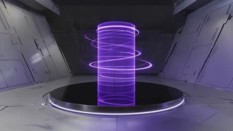 futuristic data cylinder in a sci-fi room