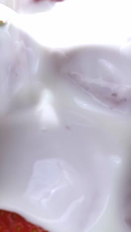 strawberry yogurt closeup