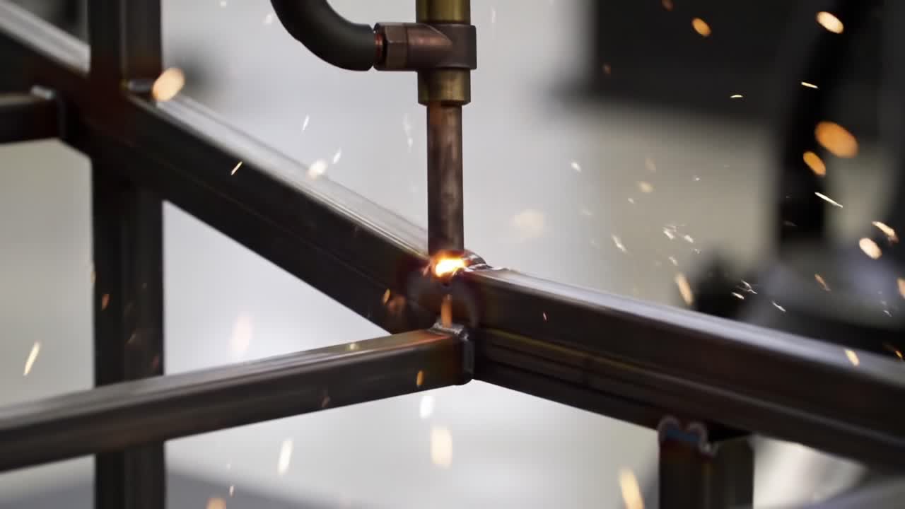 Welding Process: Capturing the Moment of Metal Fusion and Spark Emission in a Precision Fabrication Setting