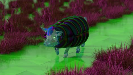 3d rendered stylized pig in a geometric crystal form