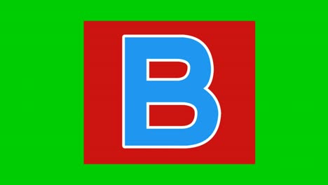 animation of capital b letter uppercase on red background on green screen