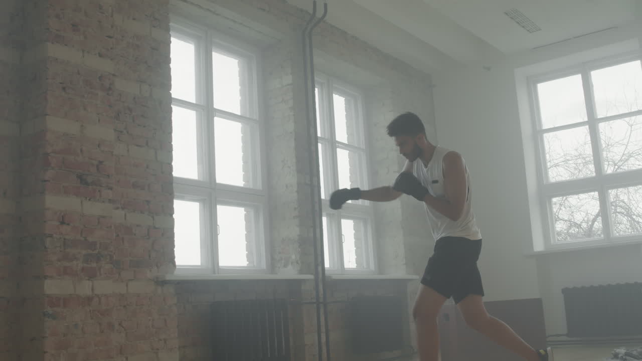 Boxing training in a gym