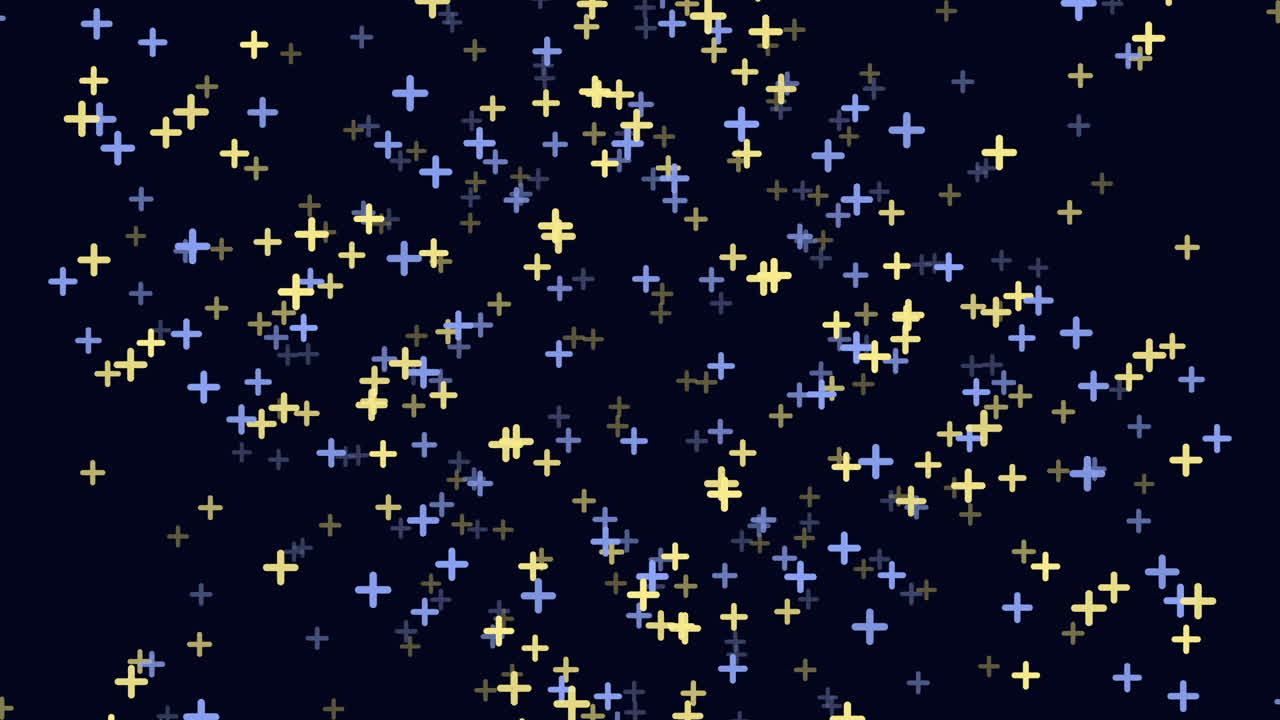 흑색 배경에 분홍색과 파란색의 별과 십자가 패턴