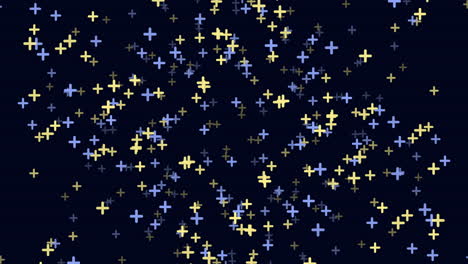 Pink-and-blue-star-and-cross-pattern-on-black-background