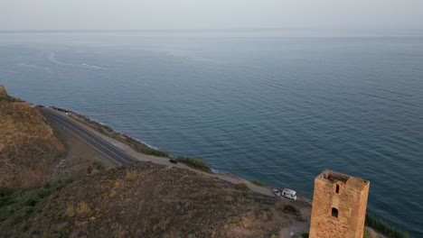 experience the historic tower of jaral in almayate bajo from a mesmerizing drone's-eye view
