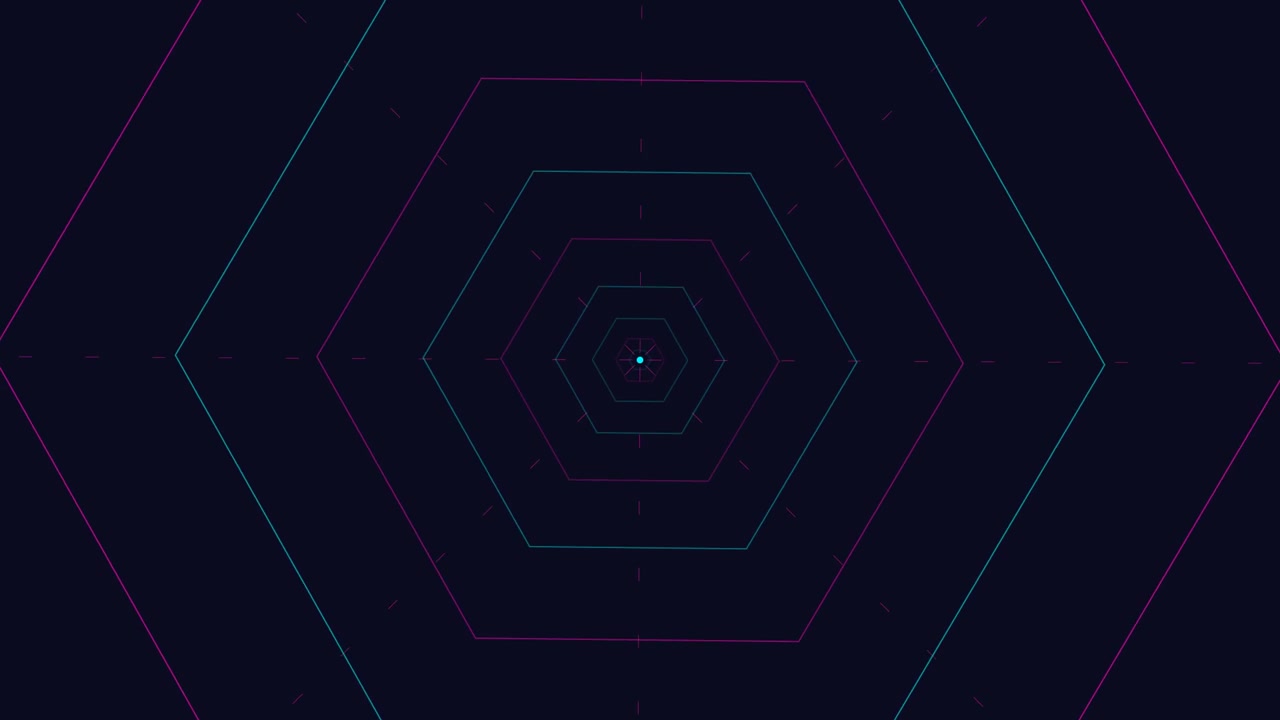 Abstract Motion Background with Pulsing Neon Hexagons