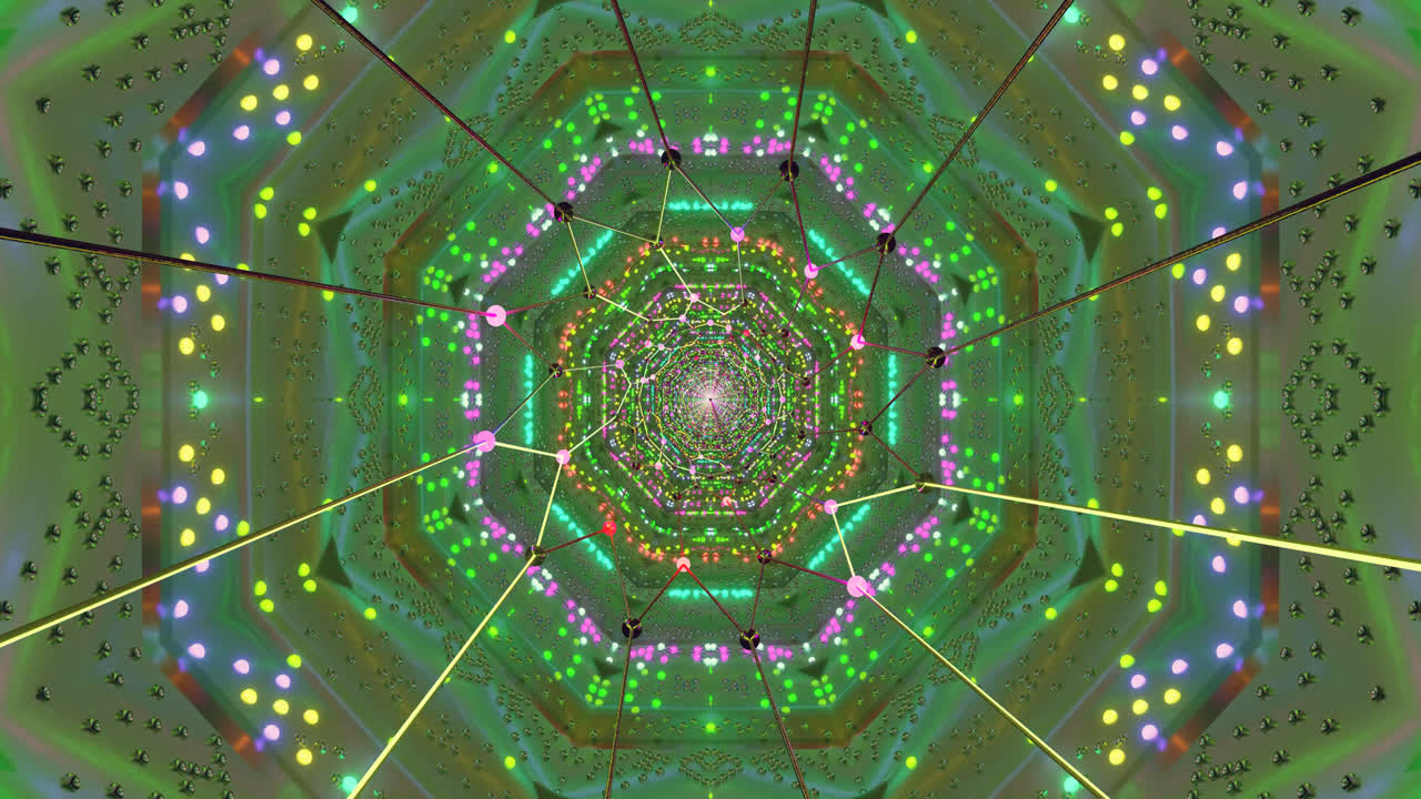 A dynamic display of swirling colors and intricate patterns draws the viewers attention with its continuous, flowing motion