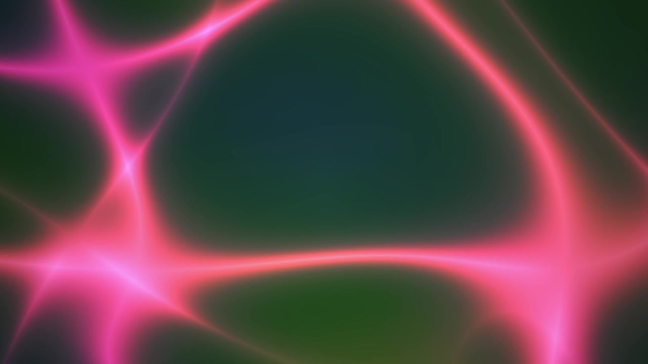 Abstract Glowing Pink Lines Moving on Dark Green Background