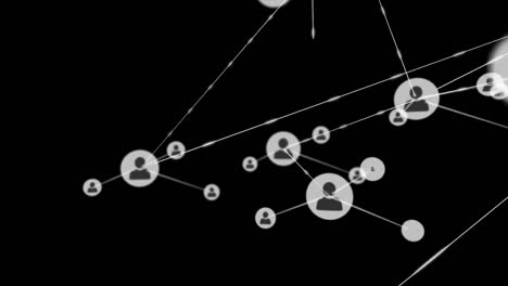 Animation-Eines-Netzwerks-Von-Profilsymbolen-Vor-Schwarzem-Hintergrund