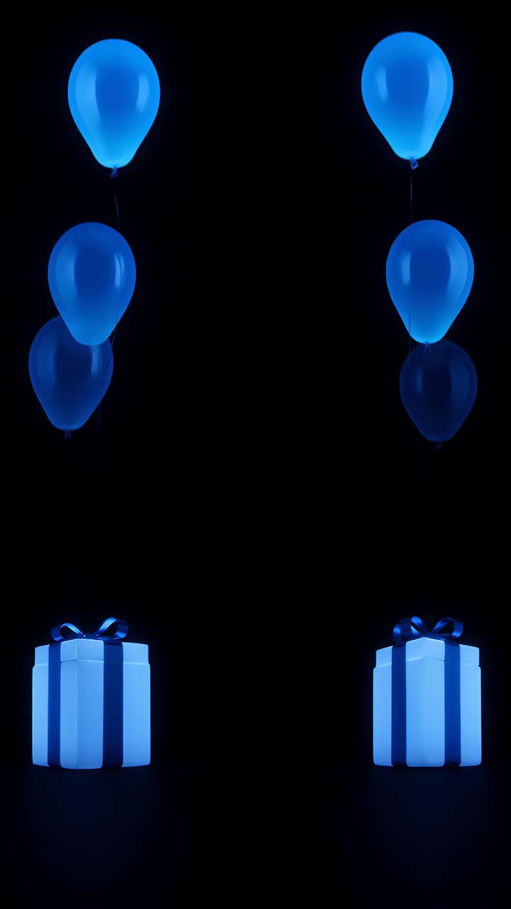 Video di sfondo di compleanno con palloncini e scatole regalo 4K
