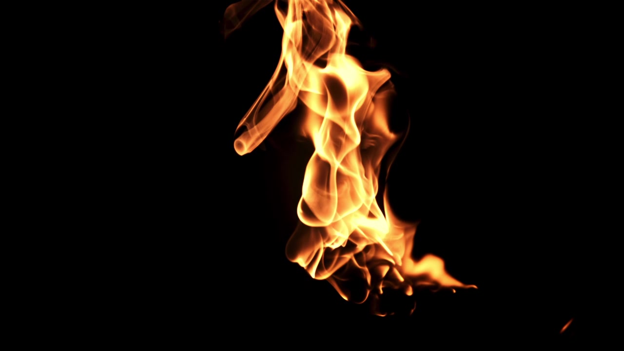 Dancing Fire Flames Isolated on a Pure Black Background