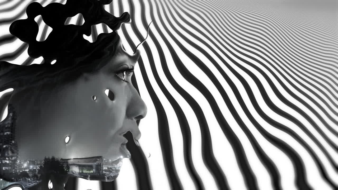 animación de rostros y líneas sobre fondo blanco.