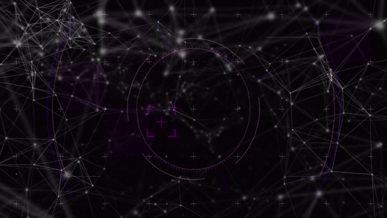 Opening field revealing nodes glowing, lines connecting and shifting polygons around rotating ring
