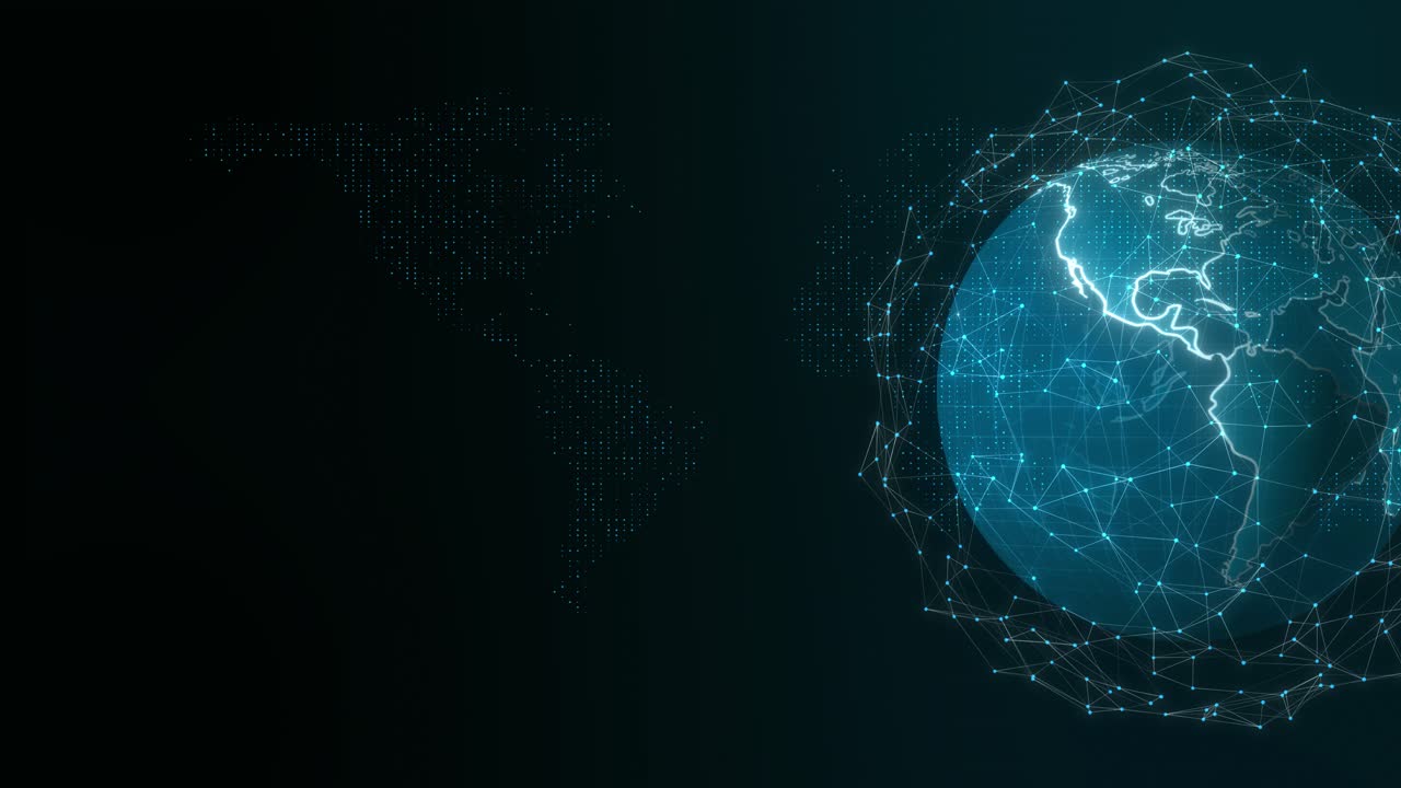 Global connection network world map digital futuristic hi tech communication technology background