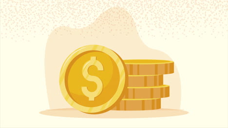 montón de monedas dinero dólares animación
