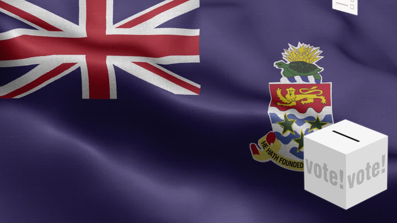 카이만 제도의 투표용지 - 발 앞에 있는 투표용장 - 선거 - 투표 - 카이먼 제도의 발 - 카이맨 제도 발 높은 세부사항 - 국가 발 카이먼 섬 파동 패턴 루프 가능한 요소 - 직물 질감과 끝없는 루프 - 수직 발