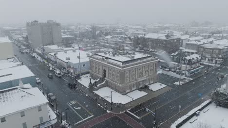 city hall in ocean city, nj during a winter snow storm