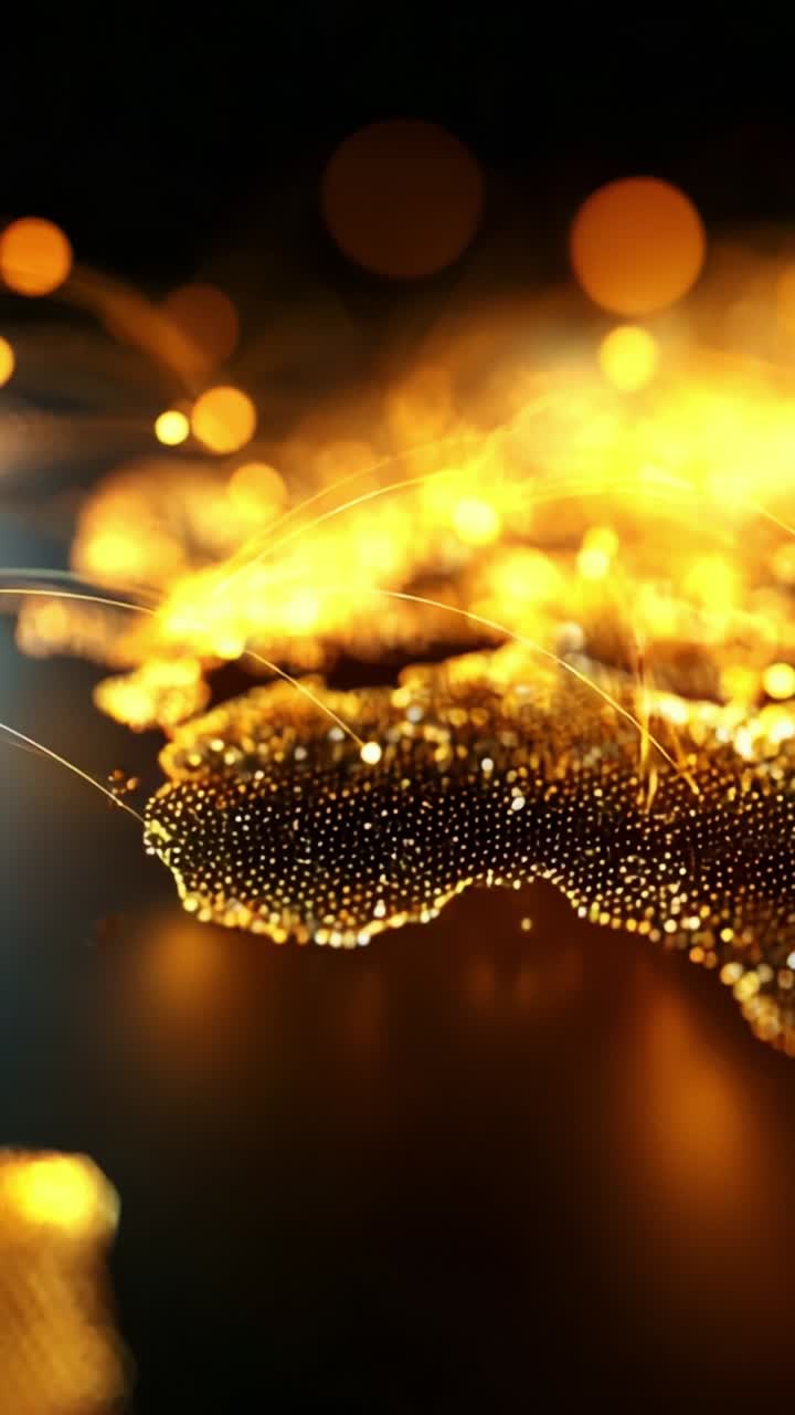 Illuminated Geometric Map Representation with Glittering Network of Light Connections, Showcasing Digital Connectivity and Global Interactions