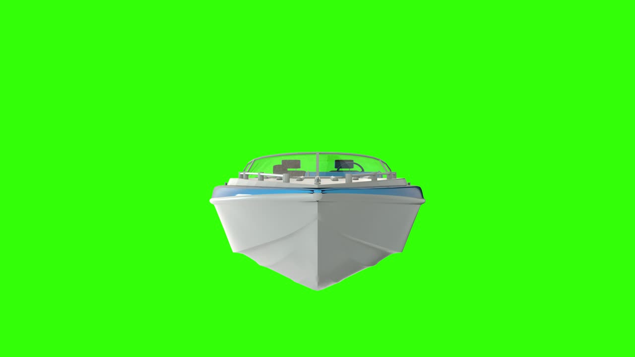 녹색 화면에서 보트 애니메이션, 파도 위를 항해하는 모터 보트, 4k