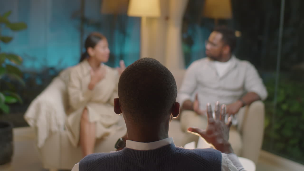 Family Couple Having Quarrel on Therapy Session