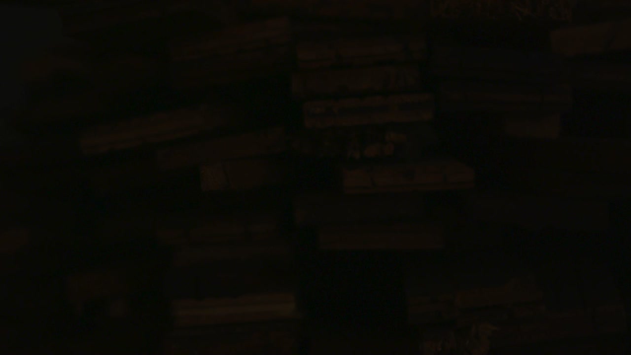 Panoramica a destra su assi di legno impilate in un'officina