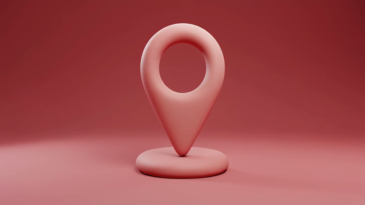 Animated 3D Map Marker Icon Forming on Pink Background