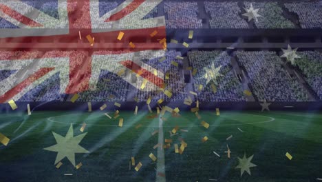 animation of sports stadium over flag of australia