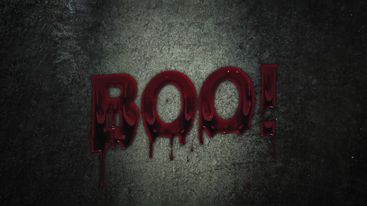 Bloody Boo Text Dripping on Dark Grunge Background for Halloween