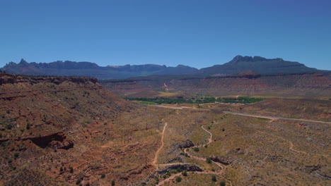 aerial view of red rock mountains in mount zion national park located on southern utah ,united states