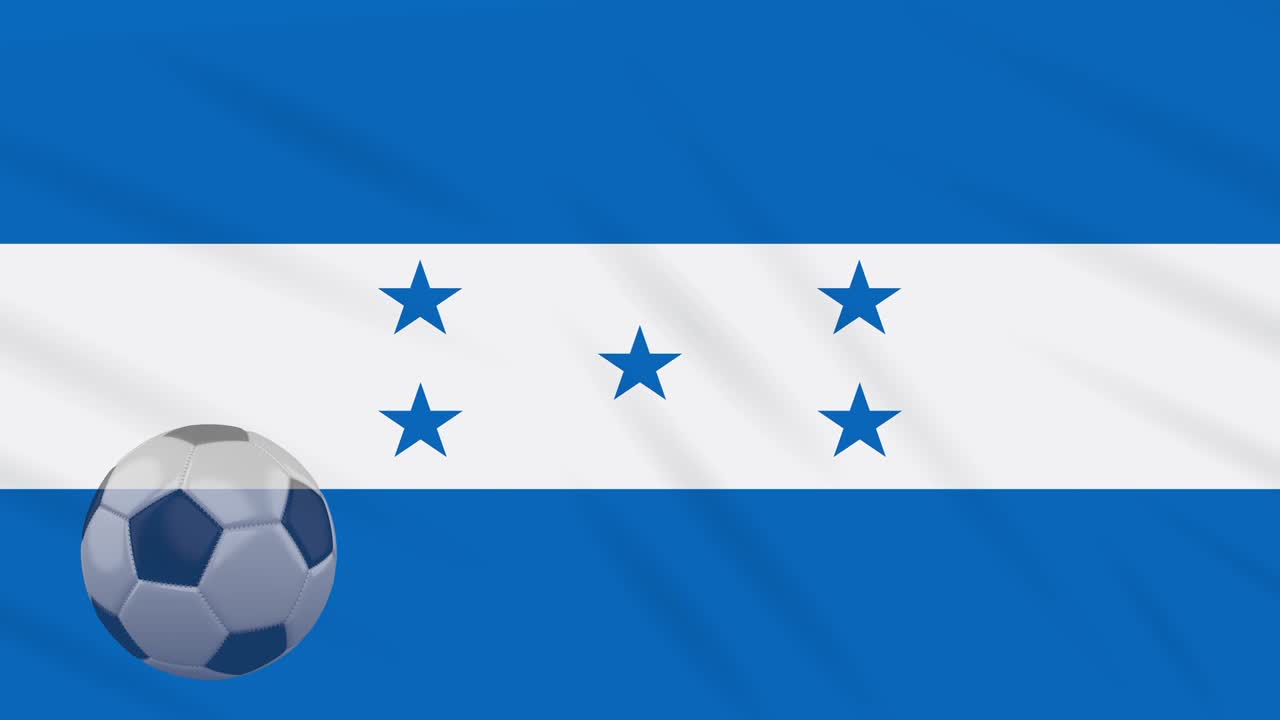 온두라스 발이 흔들리고 축구공이 회전하고