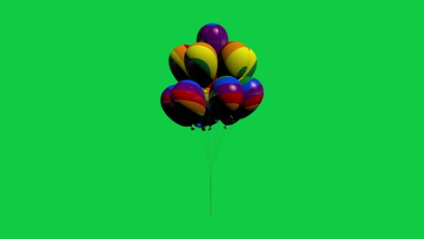 lgbt rotating 3d multicolored balloons on green background for chroma key