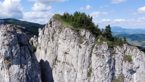 sandstone and limestone massif of hasmas mountains in the romanian carpathian mountain range near piatra singuratica in romania