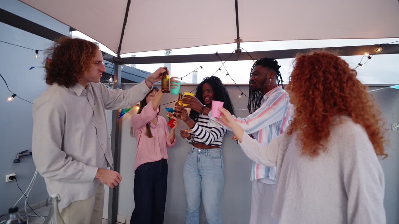 A group of friends celebrating and enjoying themselves at a party