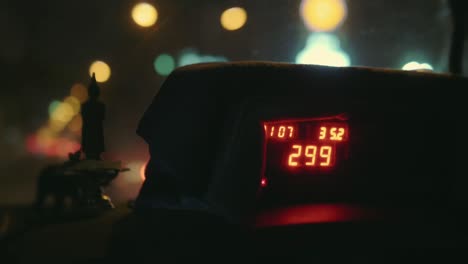 taxi meter display in taxi cab