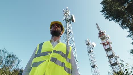 engineer looking at antennas