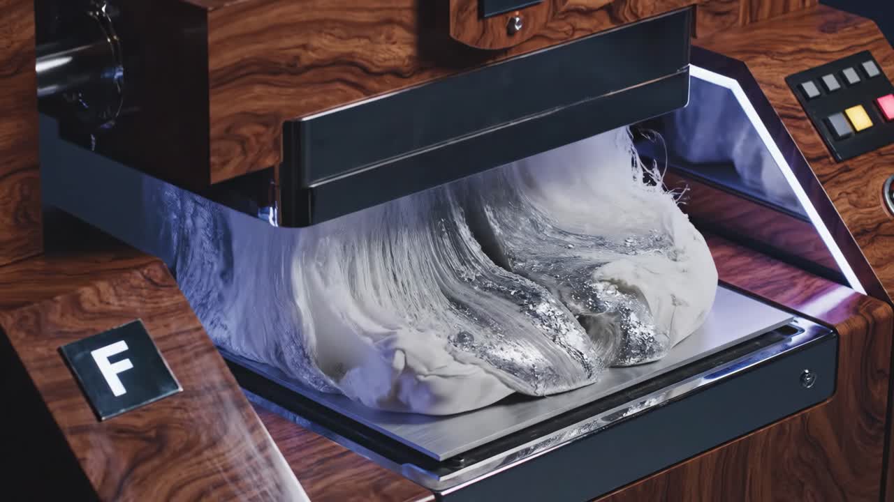 Classical Bust Transforming into a White Block in a Modern Machine