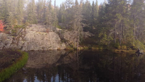 estanque tranquilo en otoño con reflejo de agua