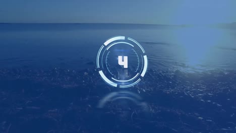 animation of scope scanning and countdown over landscape