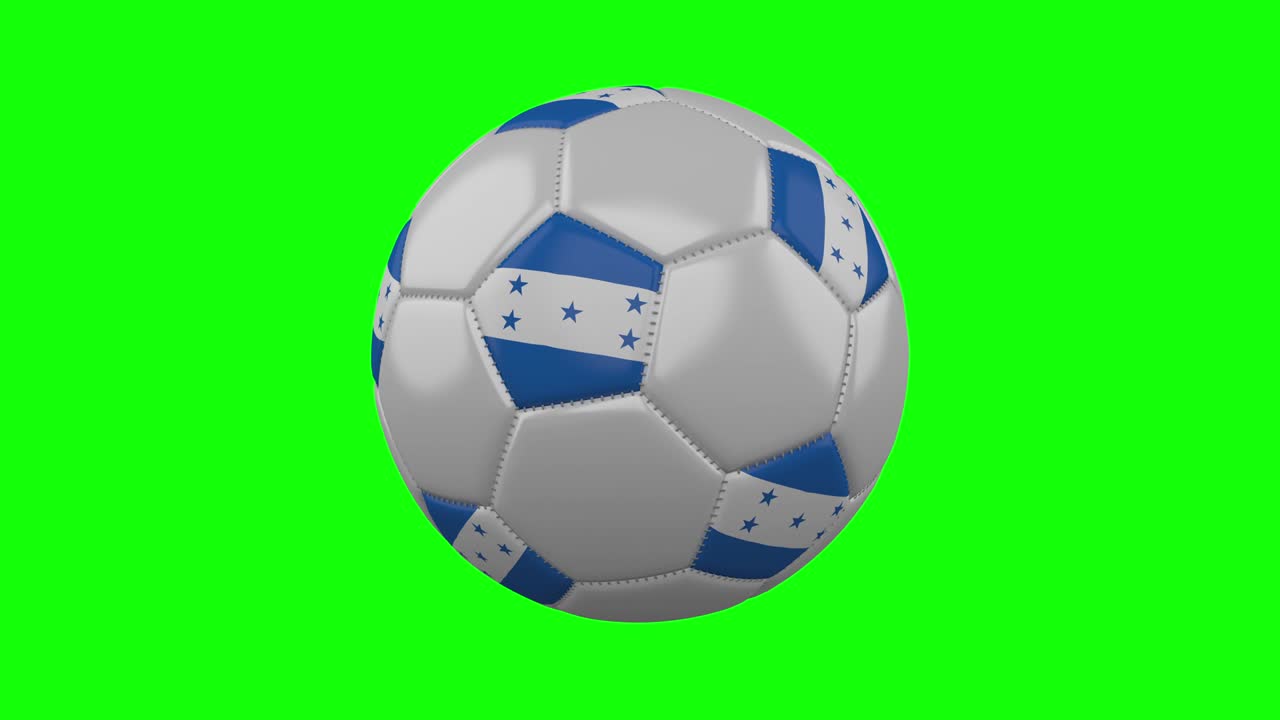 pelota de fútbol con bandera de honduras en clave de croma verde, bucle