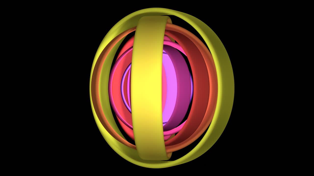 bucle, ornamento de colores brillantes de anillos giratorios, objeto abstracto en 3d que forma hermosos patrones geométricos, 4k