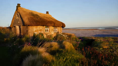 rustic thatched cottage by the coast