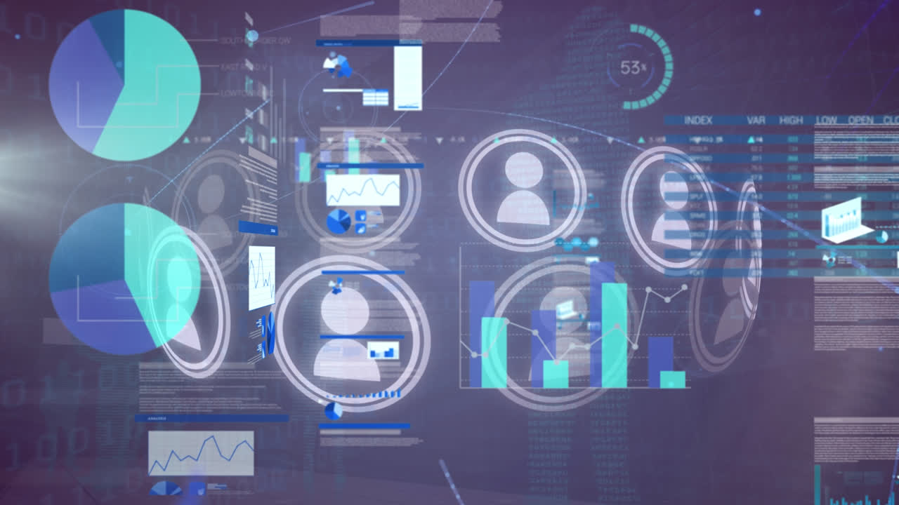 animación de la red de conexiones con personas iconos sobre el procesamiento de datos