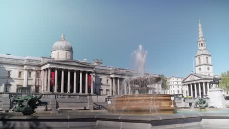 united kingdom london national gallery and a the fountain in the centre of trafalgar square