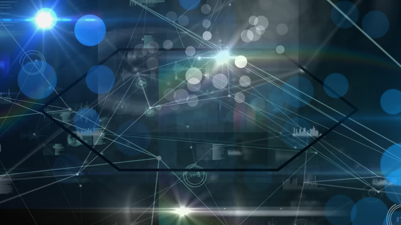 검은 바탕 위의 연결 네트워크의 애니메이션