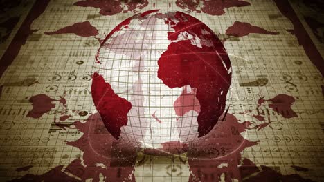 Pandemic of infection. Global earth with red dots of infection. Medical hologram elements of digital data graph. Infectious control. Cure virus. Loop animation.