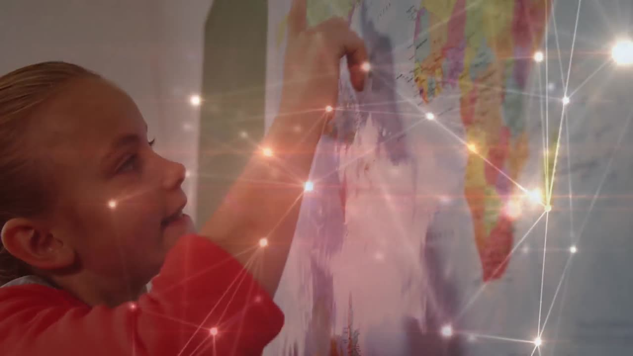 여학생 읽기 지도를 통해 연결 네트워크의 애니메이션