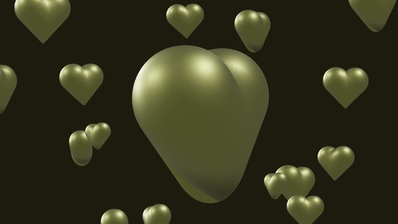 animación de corazones de oro moviéndose sobre un fondo negro.