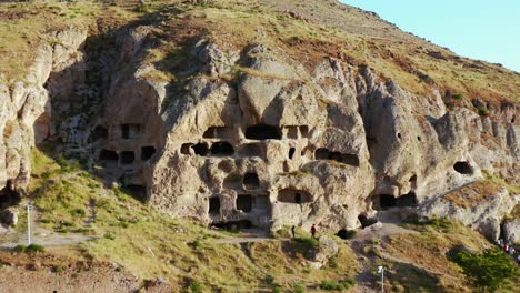 Aerial-view-of-mountain-with-caves-all-around