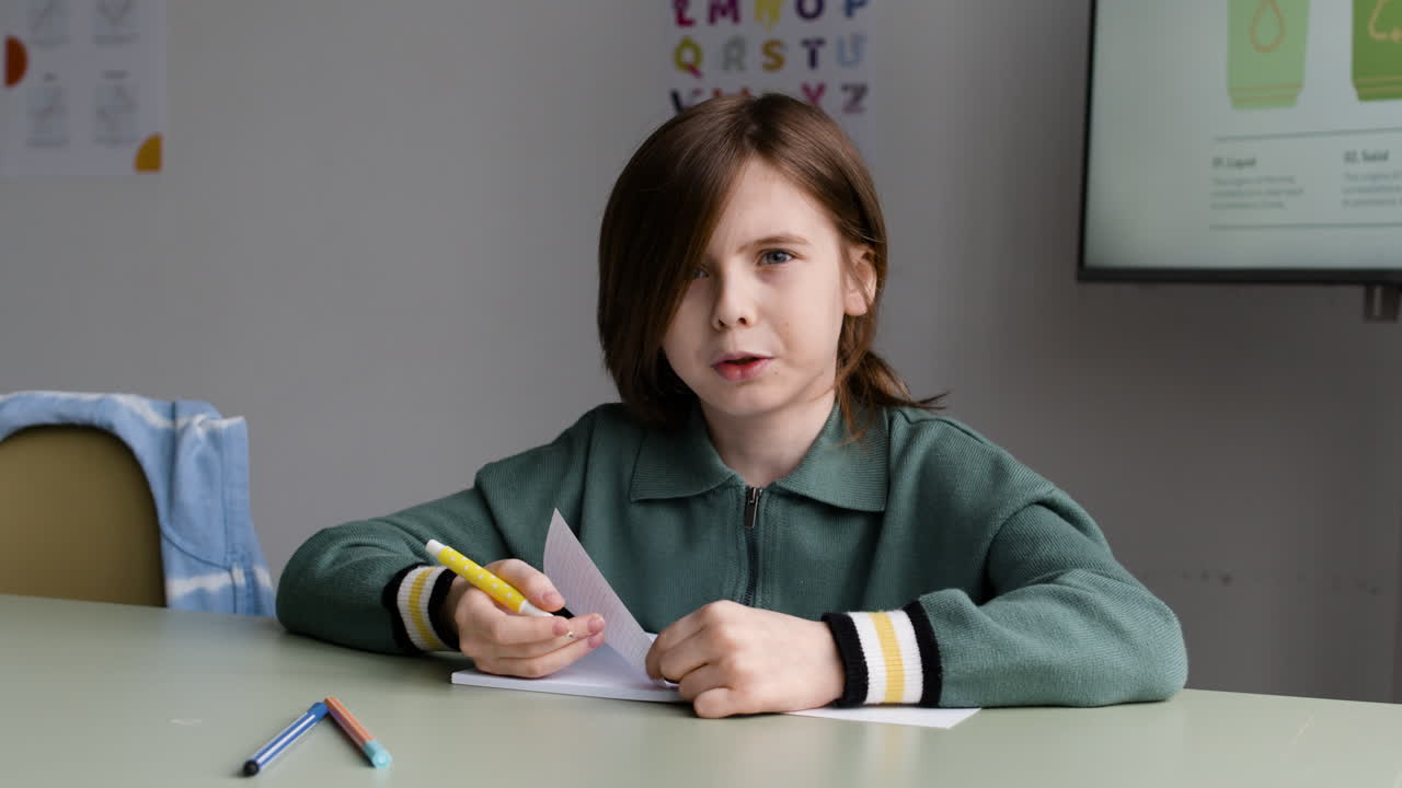 Girl Student Doing Homework